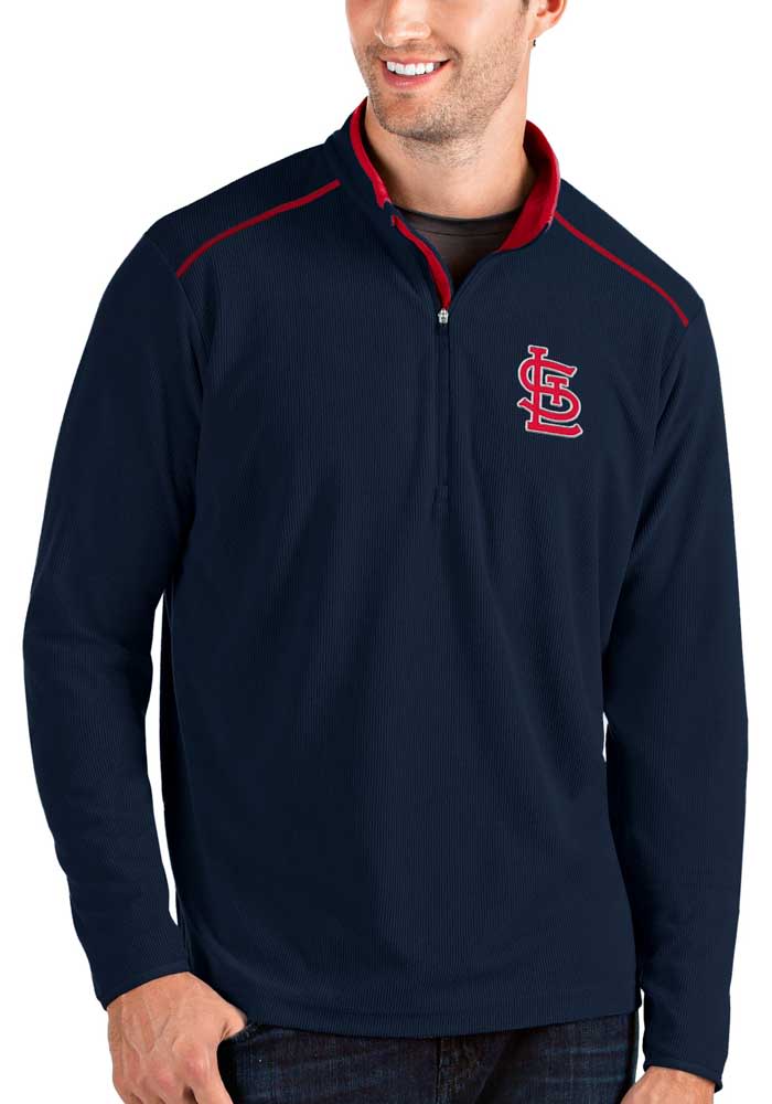 Antigua St Louis Cardinals Mens Grey Chalet Long Sleeve 1/4 Zip