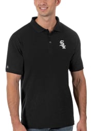 Antigua Chicago White Sox Mens Black Legacy Pique Short Sleeve Polo