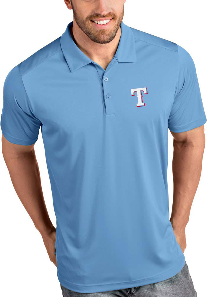 Antigua Texas Rangers Mens Blue Pique Short Sleeve Polo