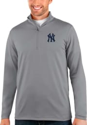 Antigua New York Yankees Mens Grey Rally Long Sleeve 1/4 Zip Pullover