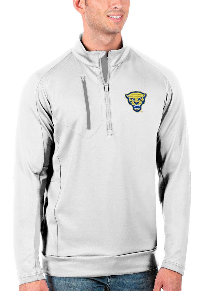 Antigua Pitt Panthers Mens White Generation Long Sleeve 1/4 Zip Pullover