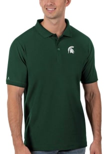 Mens Michigan State Spartans Green Antigua Legacy Pique Short Sleeve Polo Shirt