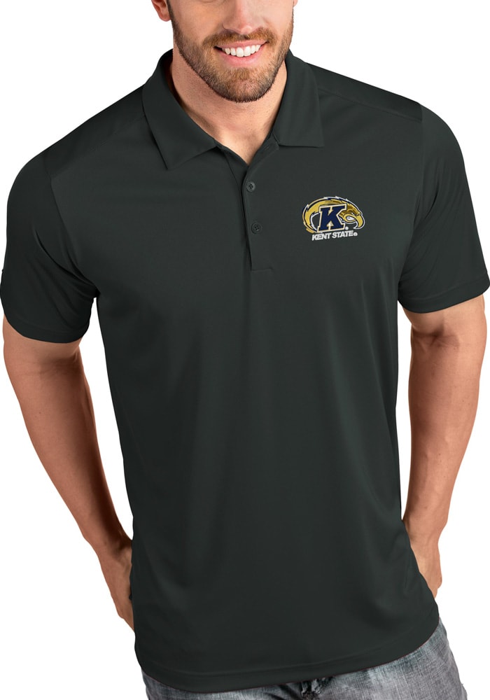 Antigua Kent State Golden Flashes Mens Grey Tribute Short Sleeve Polo