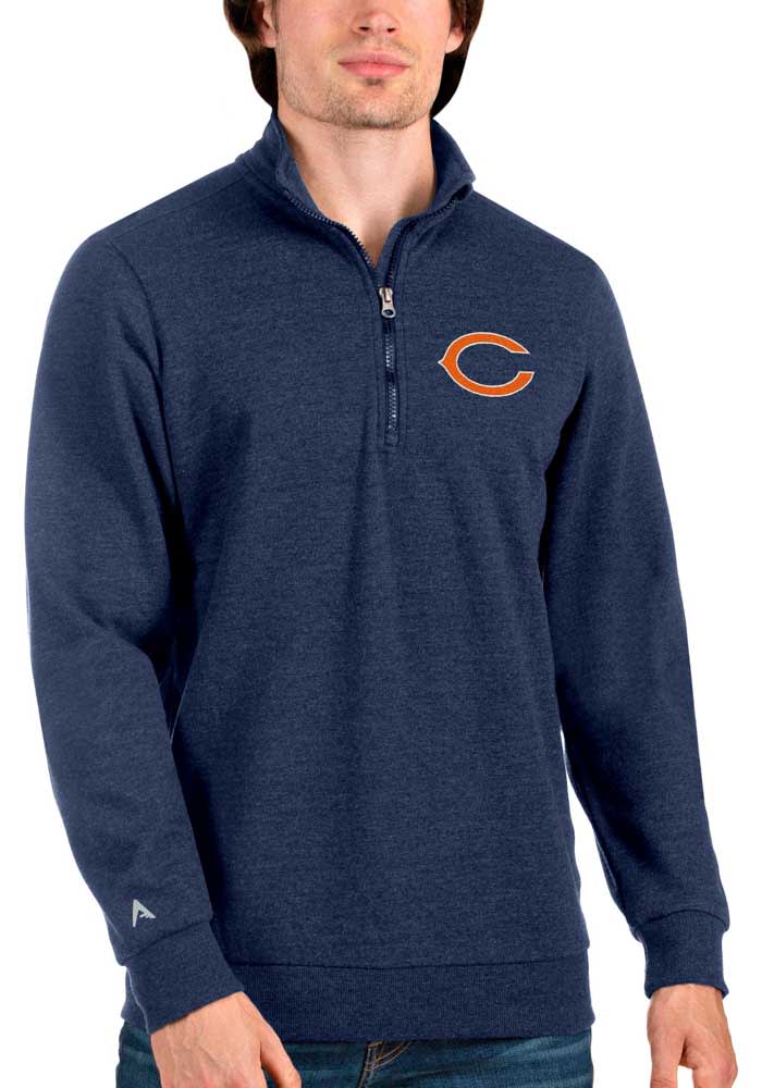 Men's Antigua Oatmeal Chicago Bears Action Lightweight Pullover Hoodie