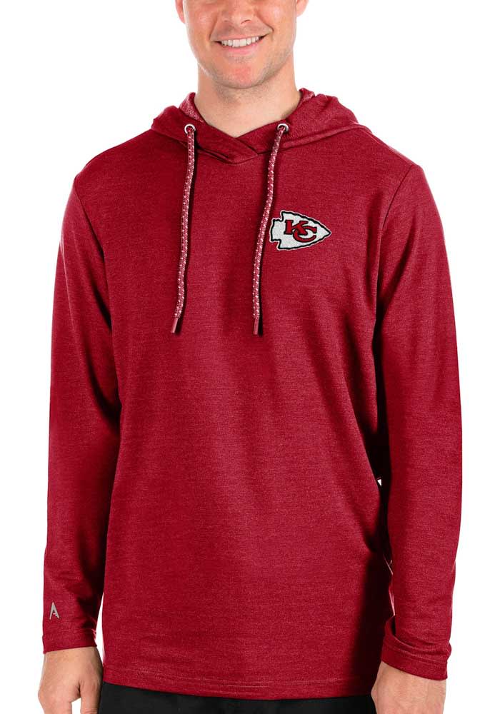 Antigua Kansas City Chiefs Grey Axe Bunker Long Sleeve Hoodie, Grey, 86% Cotton / 11% Polyester / 3% SPANDEX, Size S, Rally House