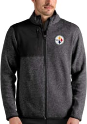 Antigua Pittsburgh Steelers Mens Charcoal Fortune Full Zip Medium Weight Jacket