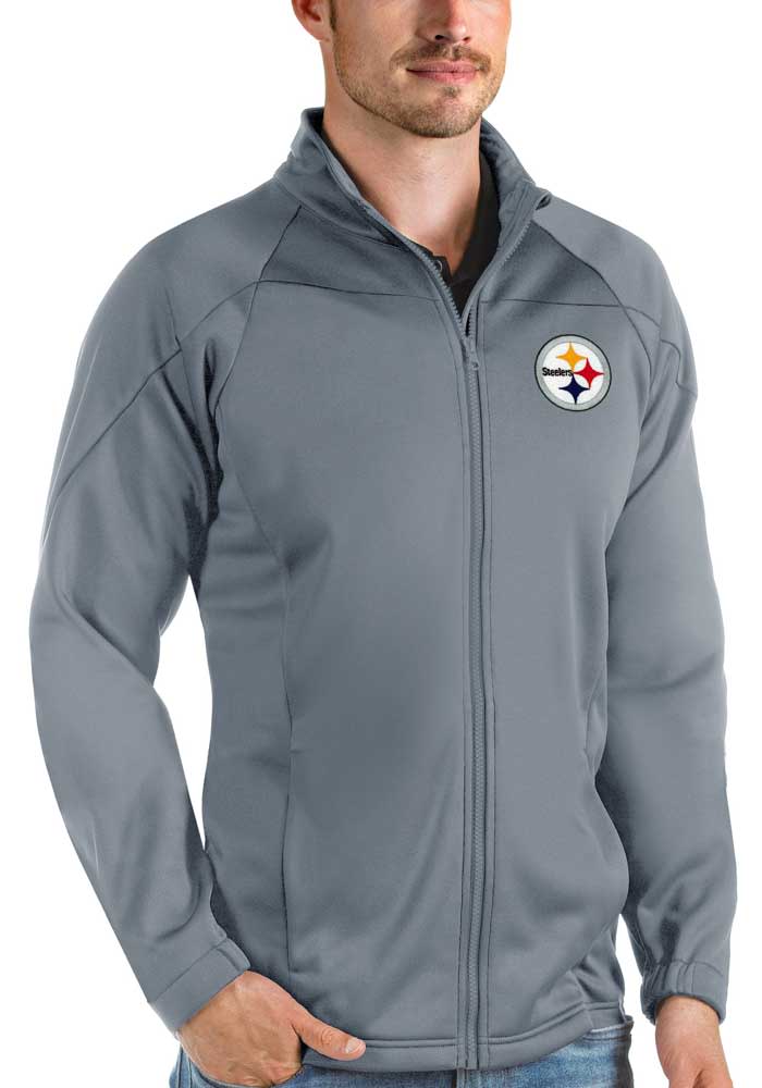 Antigua Pittsburgh Steelers Mens Grey Links Golf Light Weight Jacket