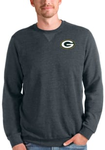 Antigua Green Bay Packers Mens Black Reward Long Sleeve Crew Sweatshirt