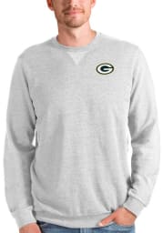 Antigua Green Bay Packers Mens Grey Reward Long Sleeve Crew Sweatshirt