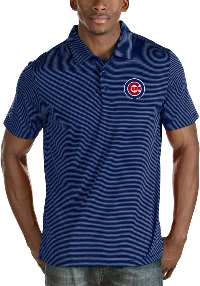 Nike Men's White, Light Blue Chicago Cubs Rewind Stripe Polo Shirt