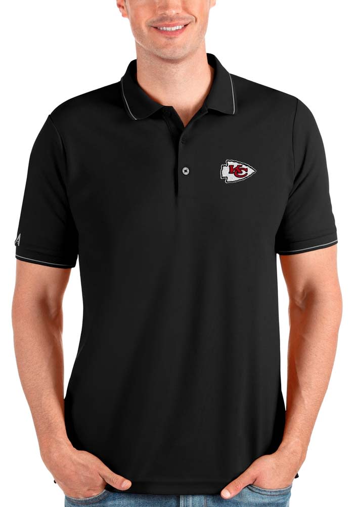 Antigua Kansas City Chiefs Mens Grey Possession Short Sleeve Polo