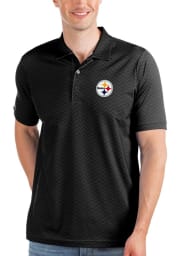 Antigua Pittsburgh Steelers Mens Black HONOR Short Sleeve Polo