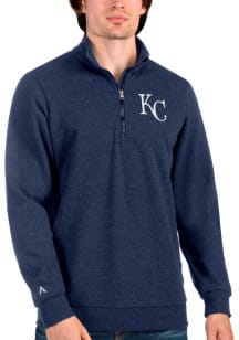 Antigua Kansas City Royals Mens Navy Blue Action Pullover Long Sleeve 1/4 Zip Fashion Pullover