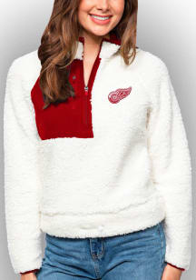 Antigua Detroit Red Wings Womens White Fusion 1/4 Zip Pullover