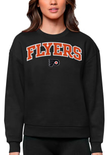 Antigua Philadelphia Flyers Womens Black Victory Crew Sweatshirt