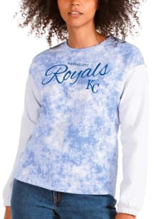 Antigua Kansas City Royals Womens Blue Fetch Crew Sweatshirt