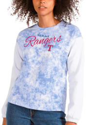 Antigua Texas Rangers Womens Blue Fetch Crew Sweatshirt