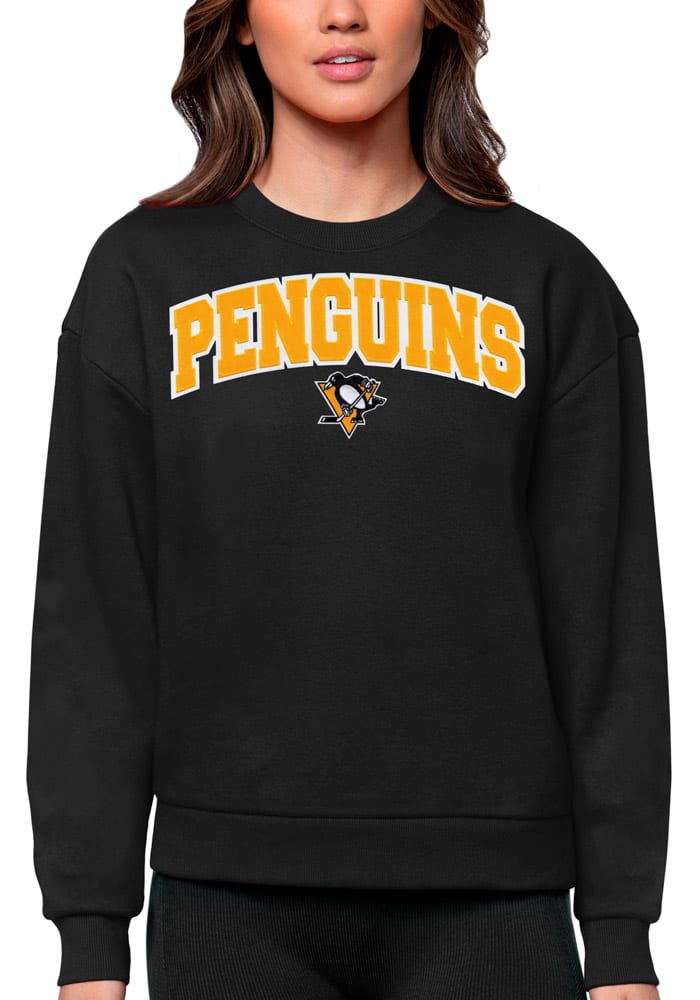 Antigua Pittsburgh Penguins Women's Black Victory Hooded Sweatshirt, Black, 52% Cot / 48% Poly, Size 2XL, Rally House