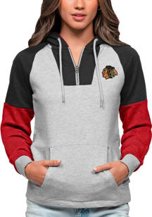 Antigua Chicago Blackhawks Womens Grey Jackpot Hooded Sweatshirt