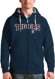 Antigua Detroit Tigers Mens Navy Blue Victory Full Zip Hood Long Sleeve Full Zip Jacket