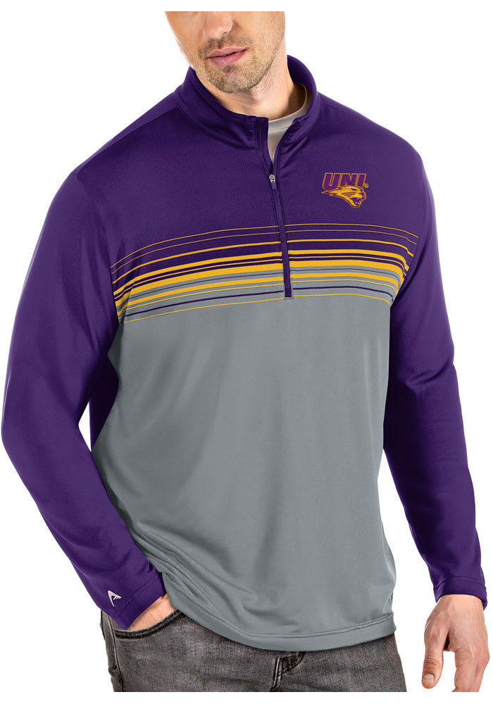 Antigua Northern Iowa Panthers Mens Purple Pace Long Sleeve 1/4 Zip Pullover