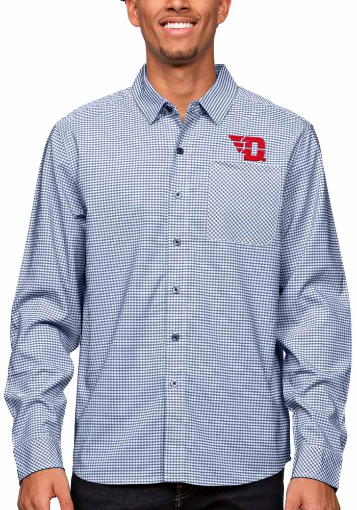 Antigua Dayton Flyers Mens Navy Blue Stellar Long Sleeve Dress Shirt