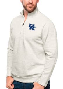 Antigua Kentucky Wildcats Mens Oatmeal Gambit Long Sleeve 1/4 Zip Pullover