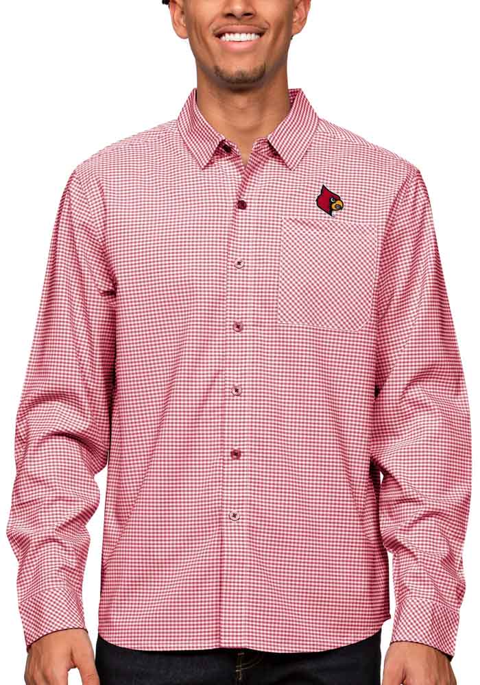 Antigua Louisville Cardinals Red Pioneer Long Sleeve Dress Shirt, Red, 100% Cotton, Size L, Rally House