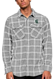Antigua Michigan State Spartans Mens Charcoal Industry Long Sleeve Dress Shirt