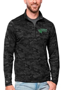 Antigua North Texas Mean Green Mens Black Brigade Long Sleeve 1/4 Zip Pullover