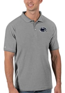 Mens Penn State Nittany Lions Grey Antigua Legacy Pique Short Sleeve Polo Shirt