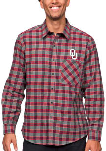 Antigua Oklahoma Sooners Mens Crimson Pioneer Flannel Long Sleeve Dress Shirt