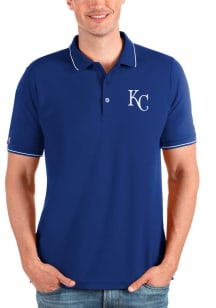 Antigua Kansas City Royals Mens Blue AFFLUENT Short Sleeve Polo