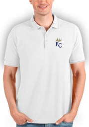 Antigua Kansas City Royals Mens White AFFLUENT Short Sleeve Polo