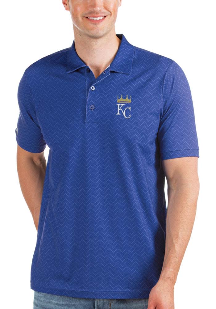 Antigua Kansas City Royals Mens Blue Illusion Short Sleeve Polo