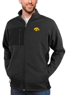 Mens Iowa Hawkeyes Black Antigua Course Medium Weight Jacket