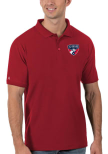 Antigua FC Dallas Mens Red Legacy Pique Short Sleeve Polo