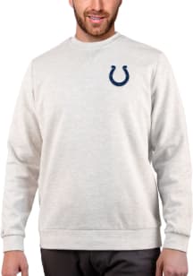 Antigua Indianapolis Colts Mens Oatmeal Gambit Long Sleeve Crew Sweatshirt