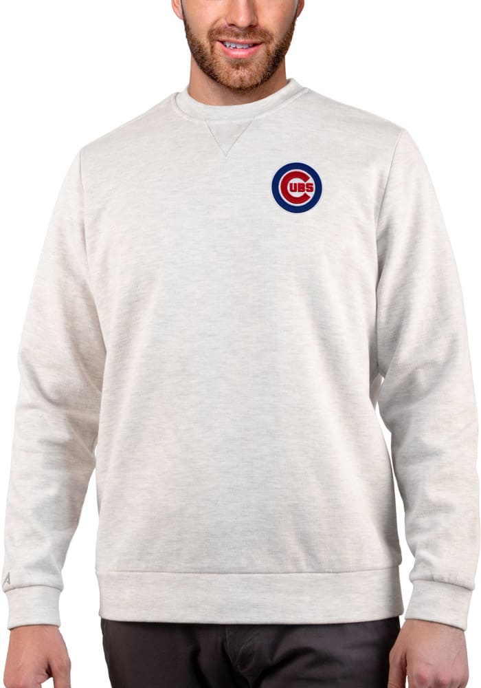 Chicago Cubs Antigua Reward Crewneck Pullover Sweatshirt - Oatmeal