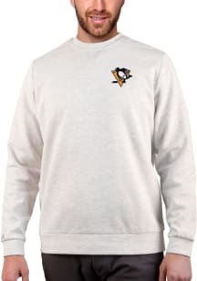 Antigua Pittsburgh Penguins Mens Oatmeal Gambit Long Sleeve Crew Sweatshirt