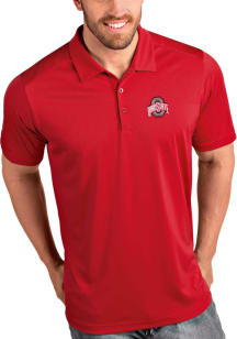Mens Ohio State Buckeyes Red Antigua Tribute Short Sleeve Polo Shirt