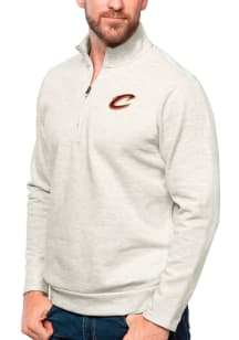 Antigua Cleveland Cavaliers Mens Oatmeal Gambit QZIP Long Sleeve 1/4 Zip Pullover