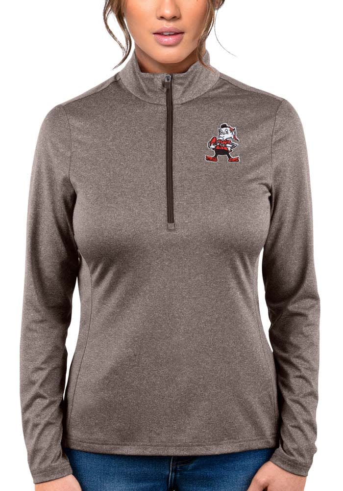 Women's Cleveland Browns Antigua Orange Primary Team Logo Victory Full-Zip  Hoodie