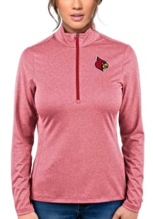 Antigua Louisville Womens Red Heather Rally 2 1/4 Zip Pullover