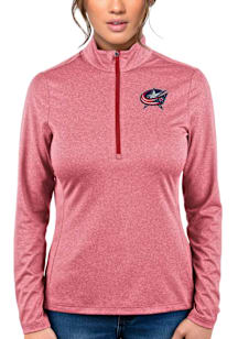 Antigua Columbus Blue Jackets Womens Red Rally 2 Qtr Zip Pullover