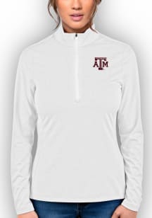 Antigua Texas A&amp;M Womens White Heather Rally 2 1/4 Zip Pullover