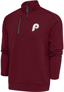 Antigua Philadelphia Phillies Mens Maroon Generation Long Sleeve 1/4 Zip Pullover