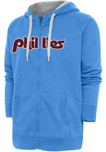 Antigua Philadelphia Phillies Mens Light Blue Victory Long Sleeve Full Zip Jacket