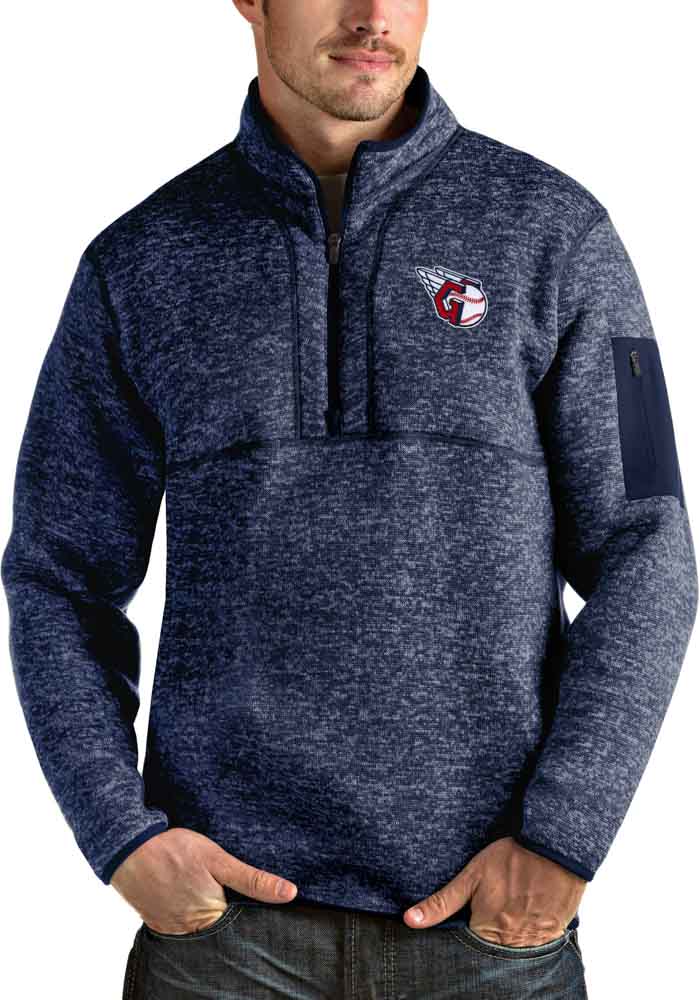 Antigua Cleveland Guardians Mens NAVY Fortune Pullover - 32312267