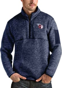 Antigua Cleveland Guardians Mens Navy Blue Fortune Long Sleeve 1/4 Zip Pullover